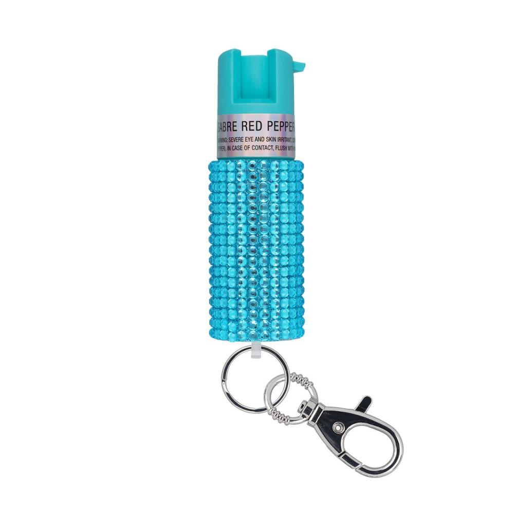 Sabre Jeweled Pepper Spray Teal With Key Ring