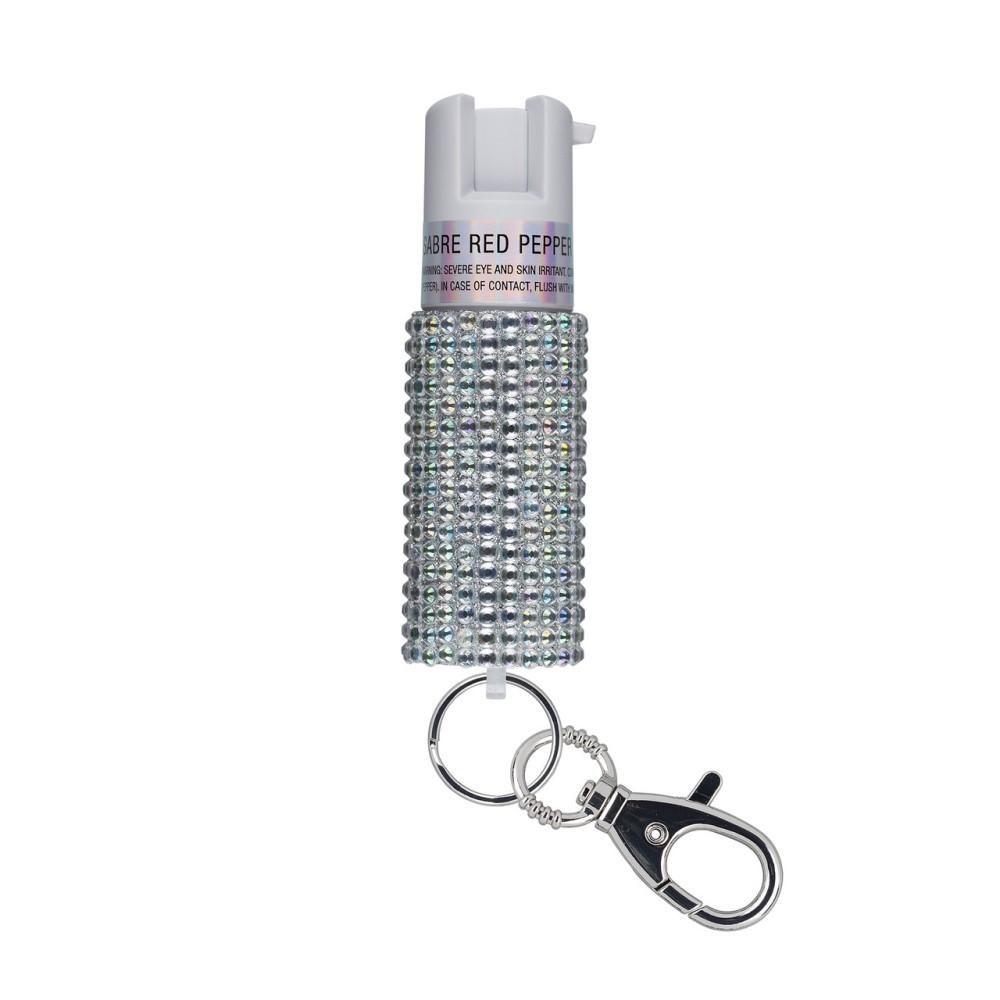 Sabre Jeweled Pepper Spray With Snap Clip Silver