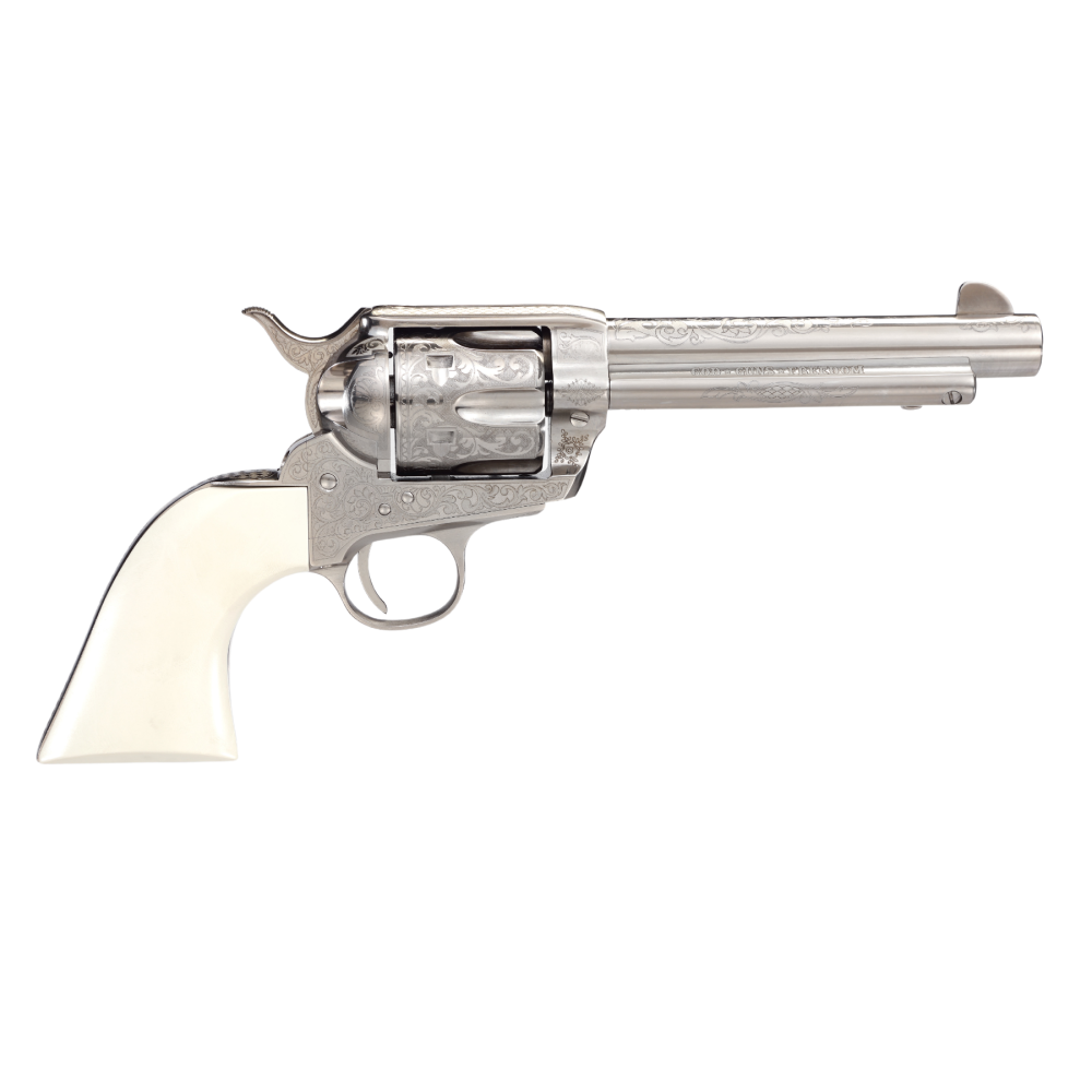 Taylor 1873 Outlaw Legacy Nickel Engraved .45LC Revolver 5.5IN