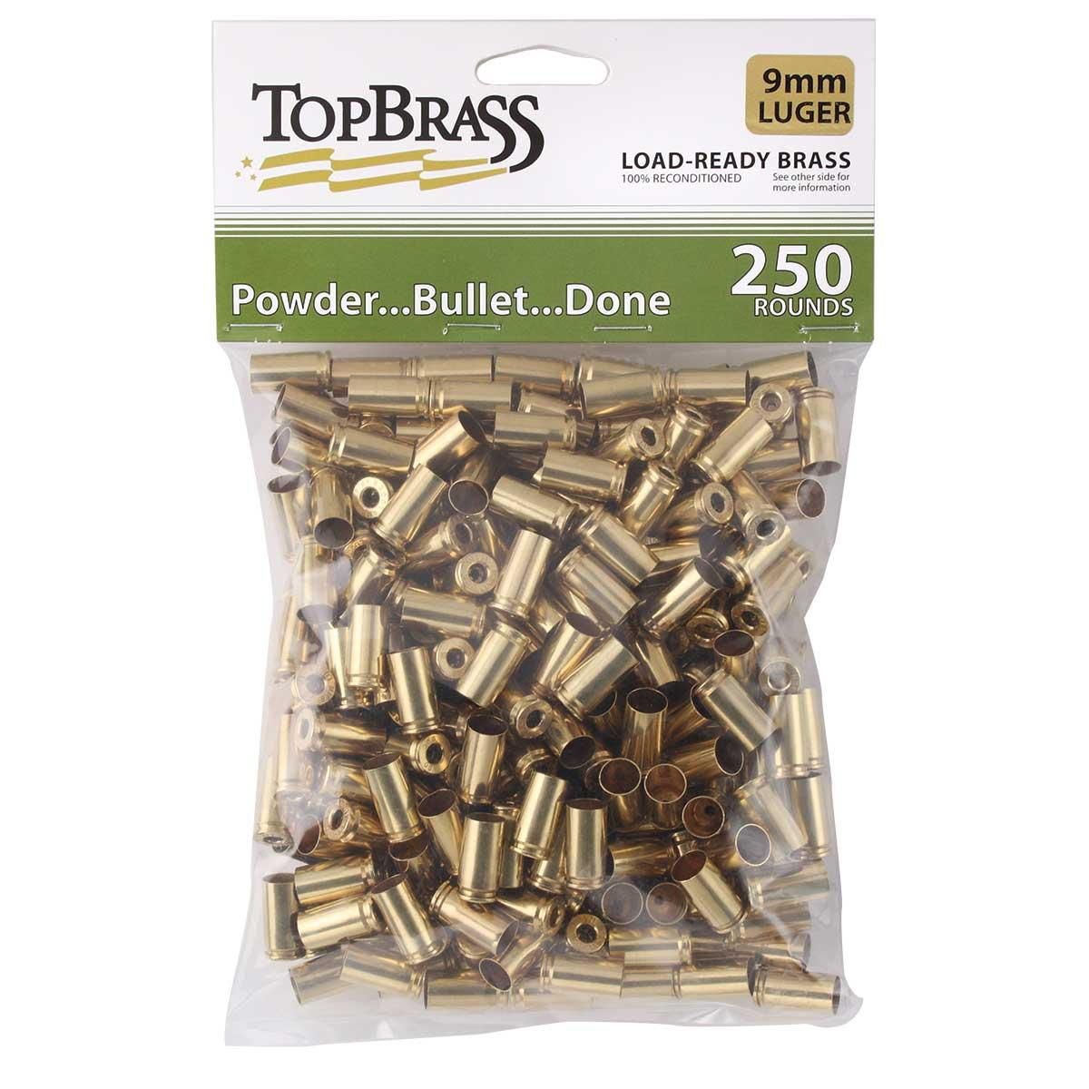 Top Brass 9MM Luger 250 Count Unprimed Brass Cases