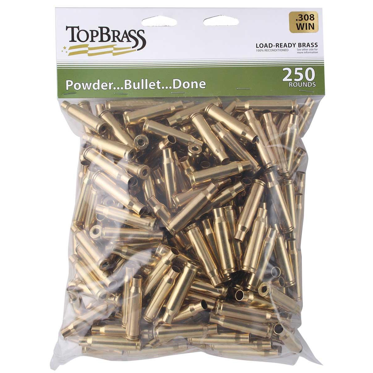 Top Brass .308 Win Remanuf Brass 250 Count Unprimed