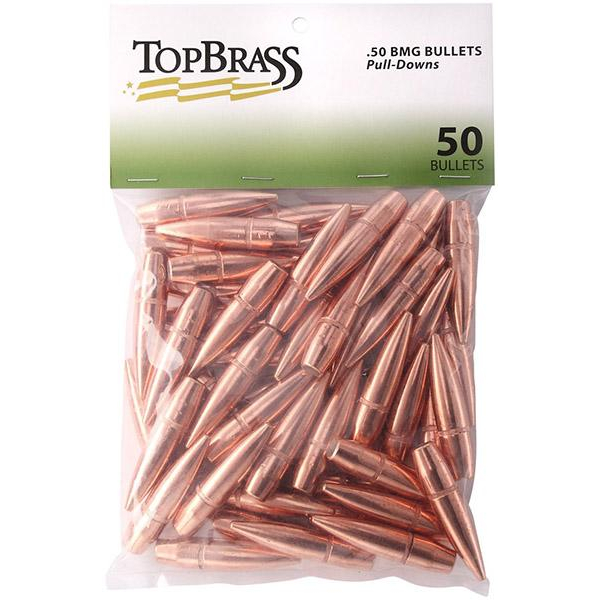 Top Brass 50BMG 647 Gr Fmj Pull Down Bullet 50CT