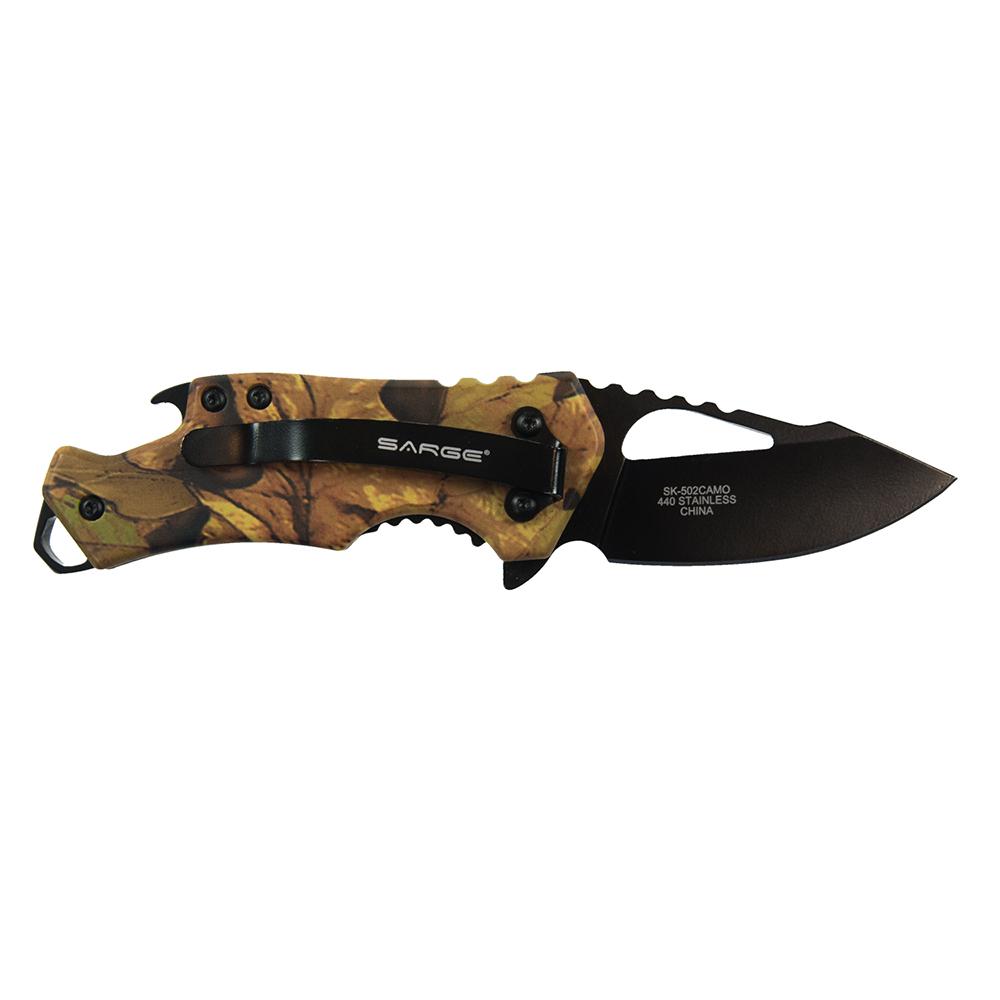 Sarge Camo Fuse Pocket Knife & Bottle Opener