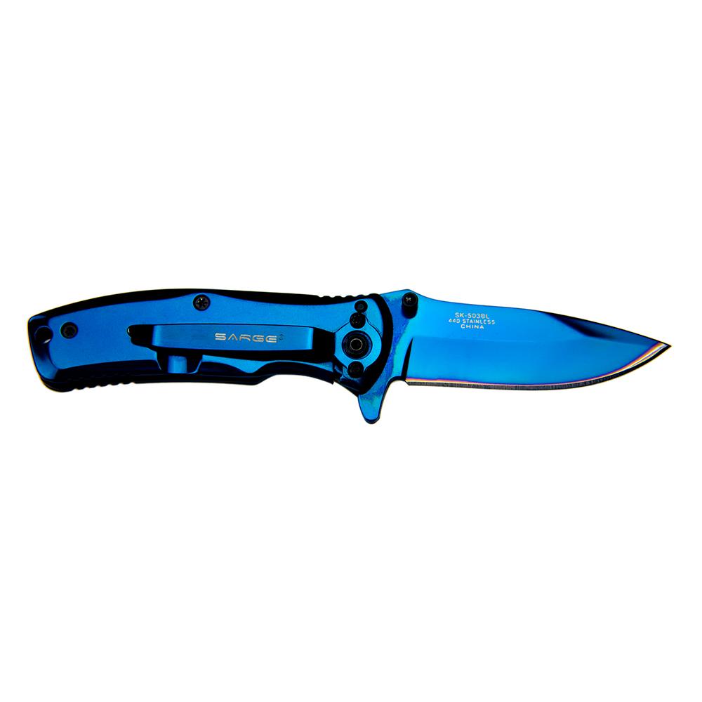 Sarge Phase Blue Tin Swift Assist Folding Knife