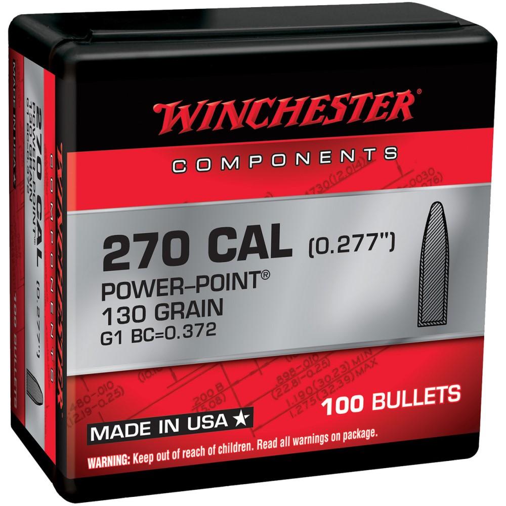 Winchester 270CAL 130GR Power Point Bullets 100 Ct
