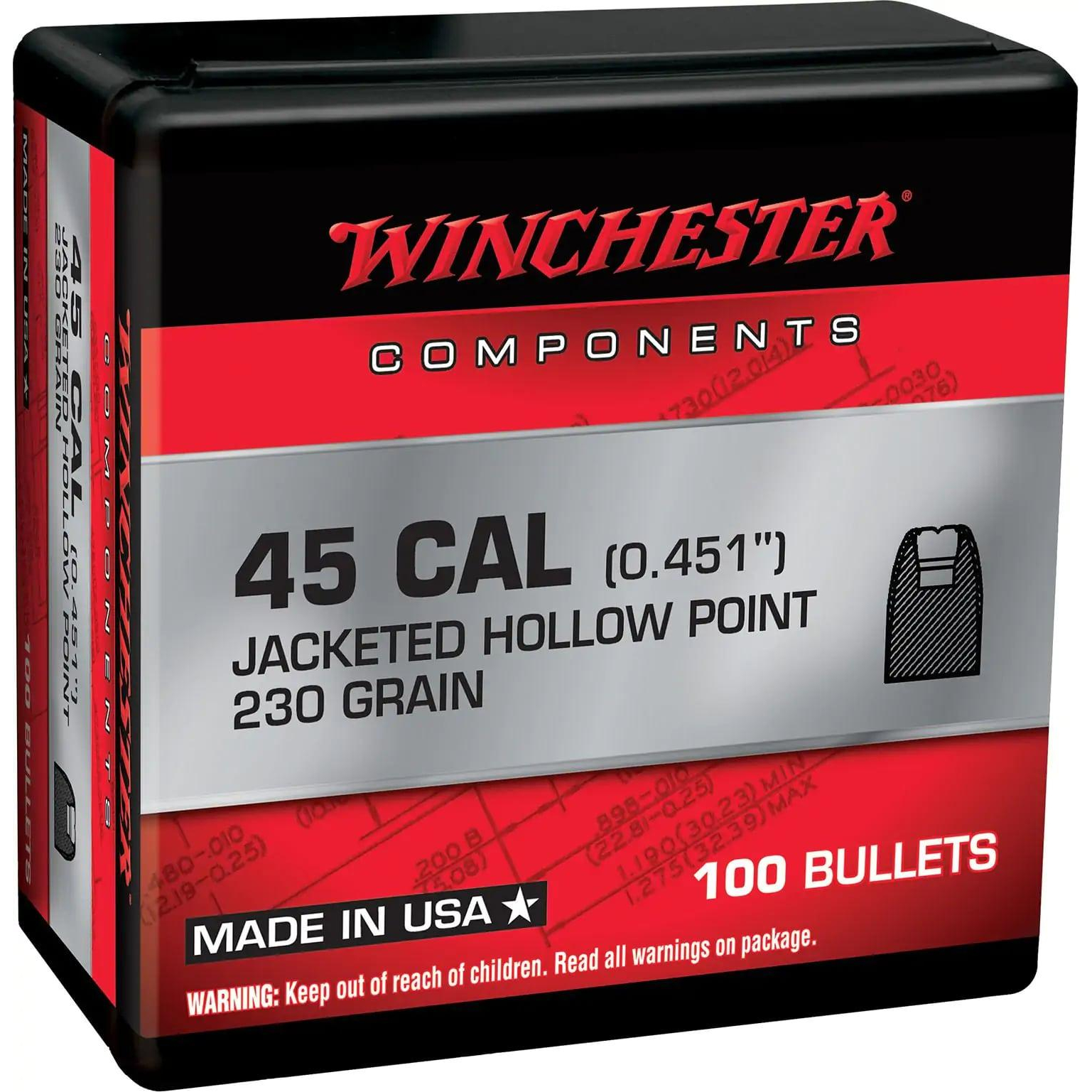 Winchester Bullets 45 Auto Jhp 230 Gr 100 Count