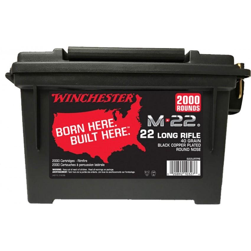 Winchester 22LR 40GR Blackened Lrn Ammo 2000 Rds Can