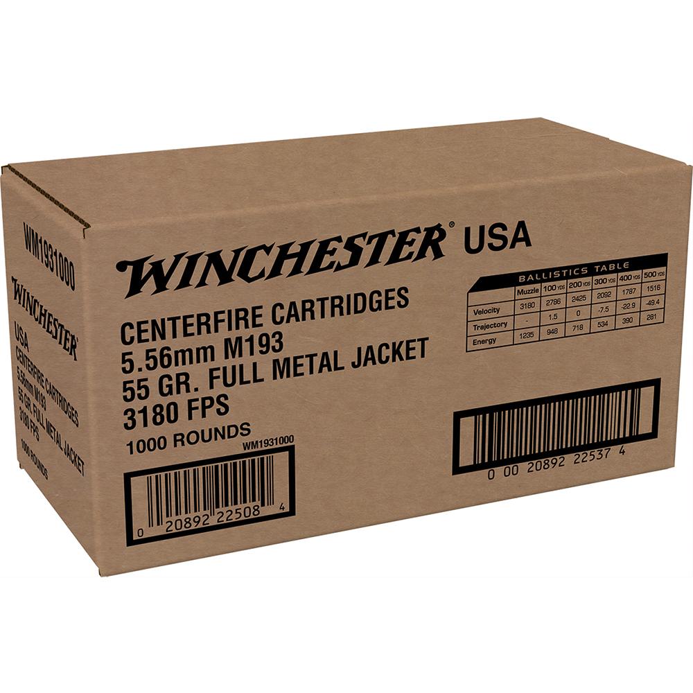 Winchester 5.56MM M193 55GR Fmj 1000RD Case