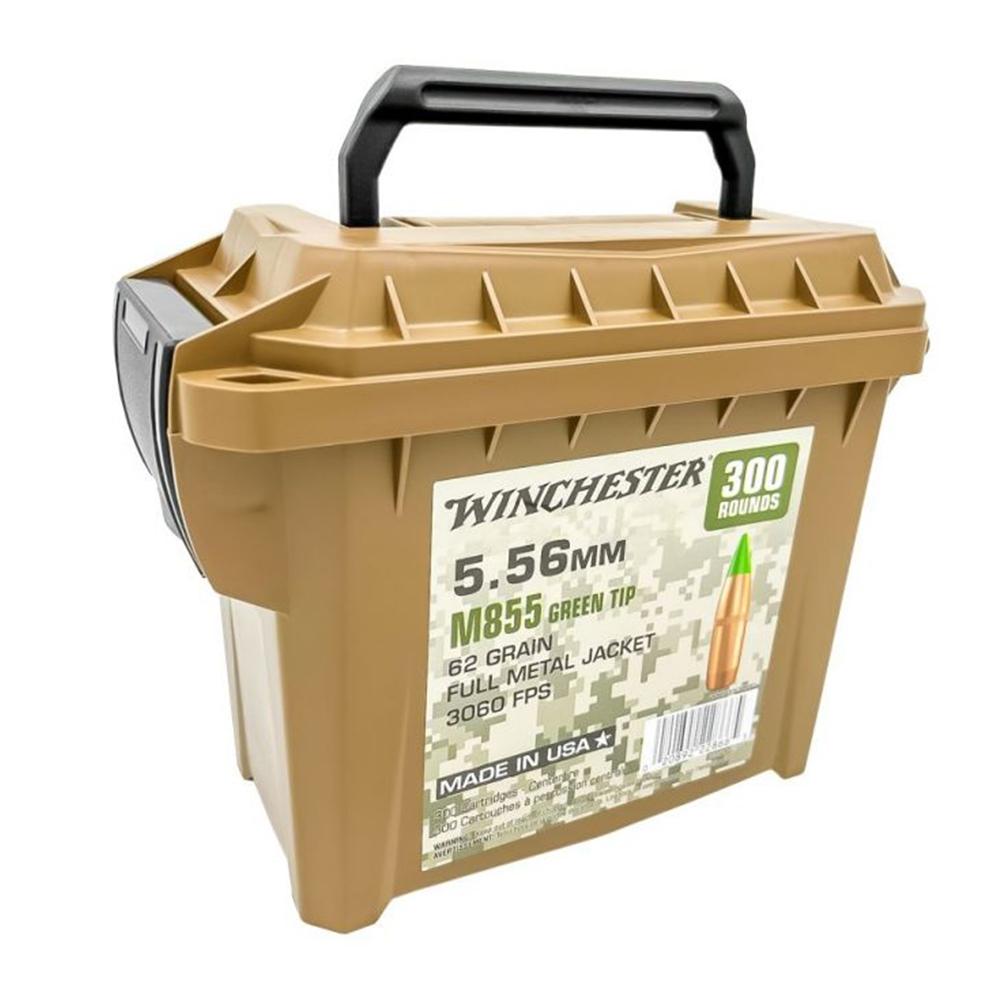 Winchester 5.56MM M855 62GR Fmj Green Tip 300 Rd Plastic Can