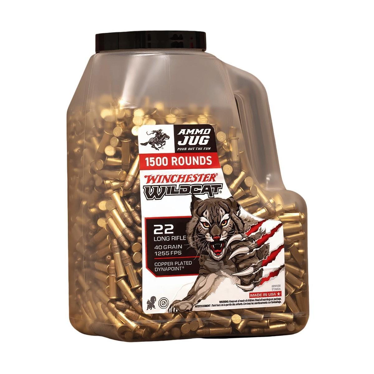 Winchester Wildcat 22 Lr 40 Gr Copper Plated 1500 Rounds Jug