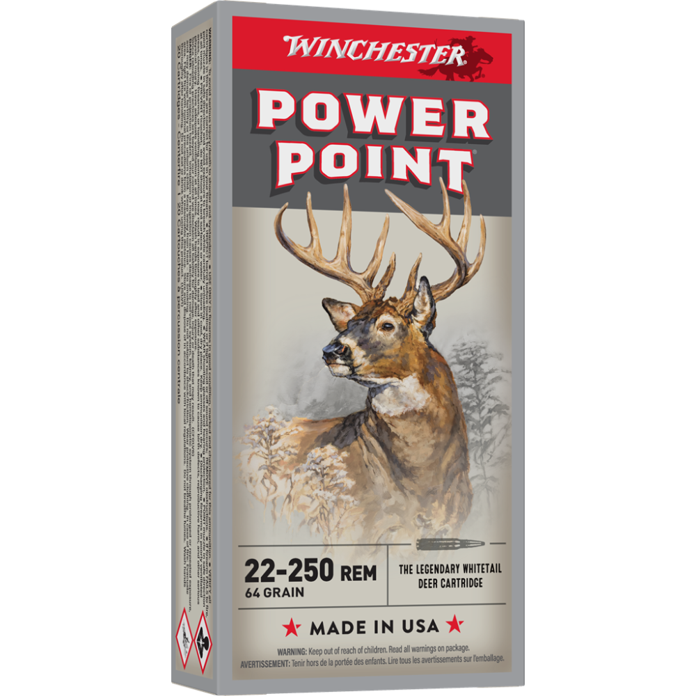 Winchester 22-250 Rem 64GR Power Point 20 Rd