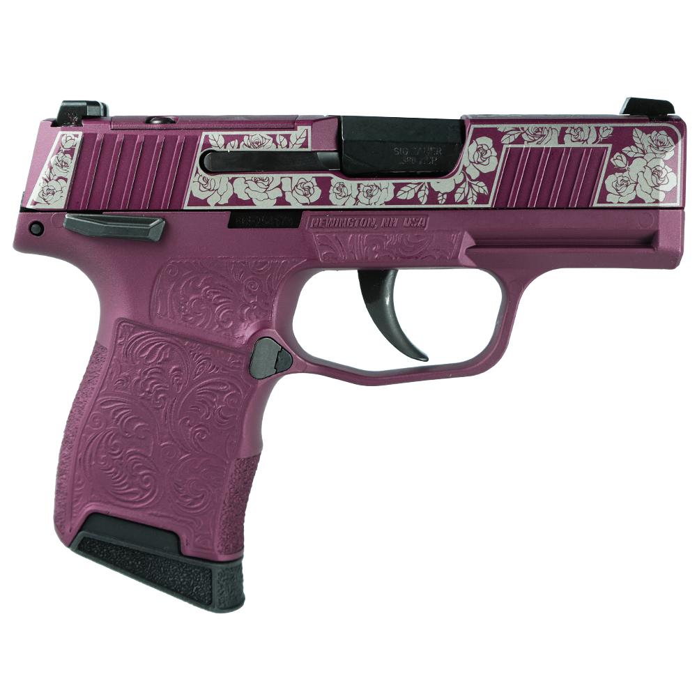 Sig P365 380 10+1 Nitron Pistol Full Black Cherry Roses