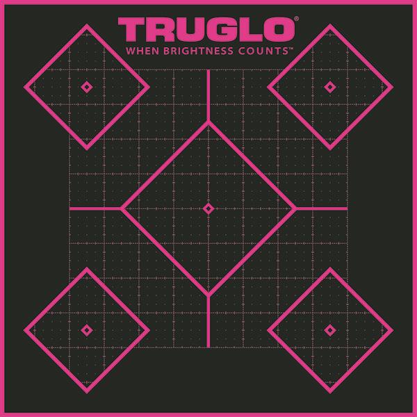Truglo Tru-see 5-DIAMOND Target Self-adhesive Black/pink 12X12 6 Pack