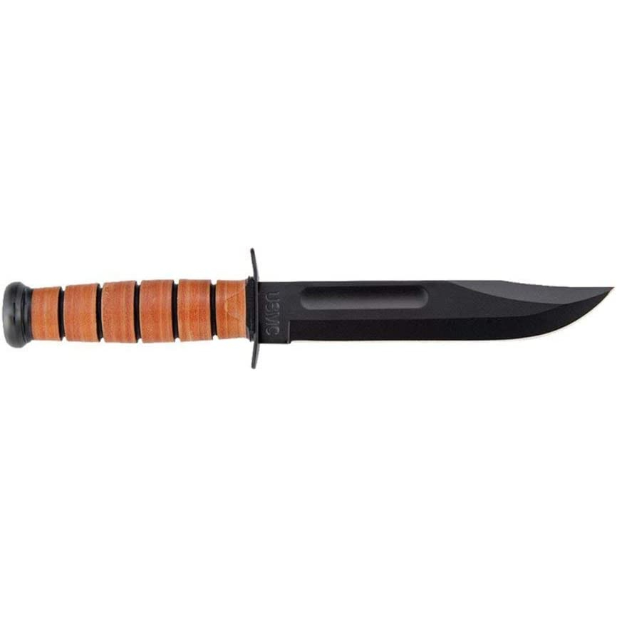 Ka-bar Usmc Short Fighting/utility Knife 5.25 With Leather Sheath
