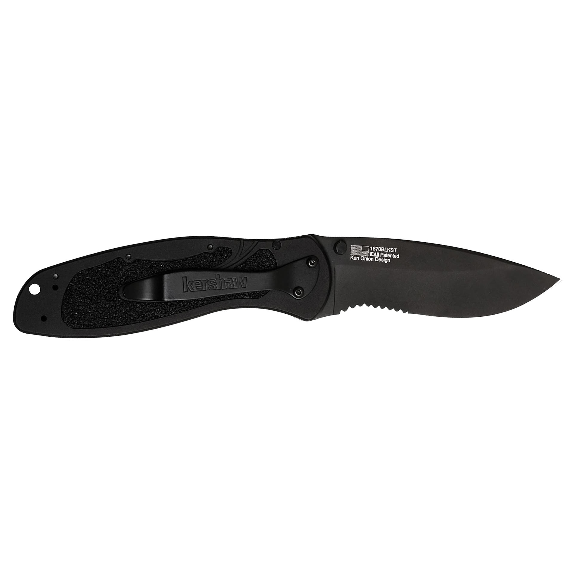 Kershaw Blur Assisted Opening Knife Black 3.4 Partial Serrated