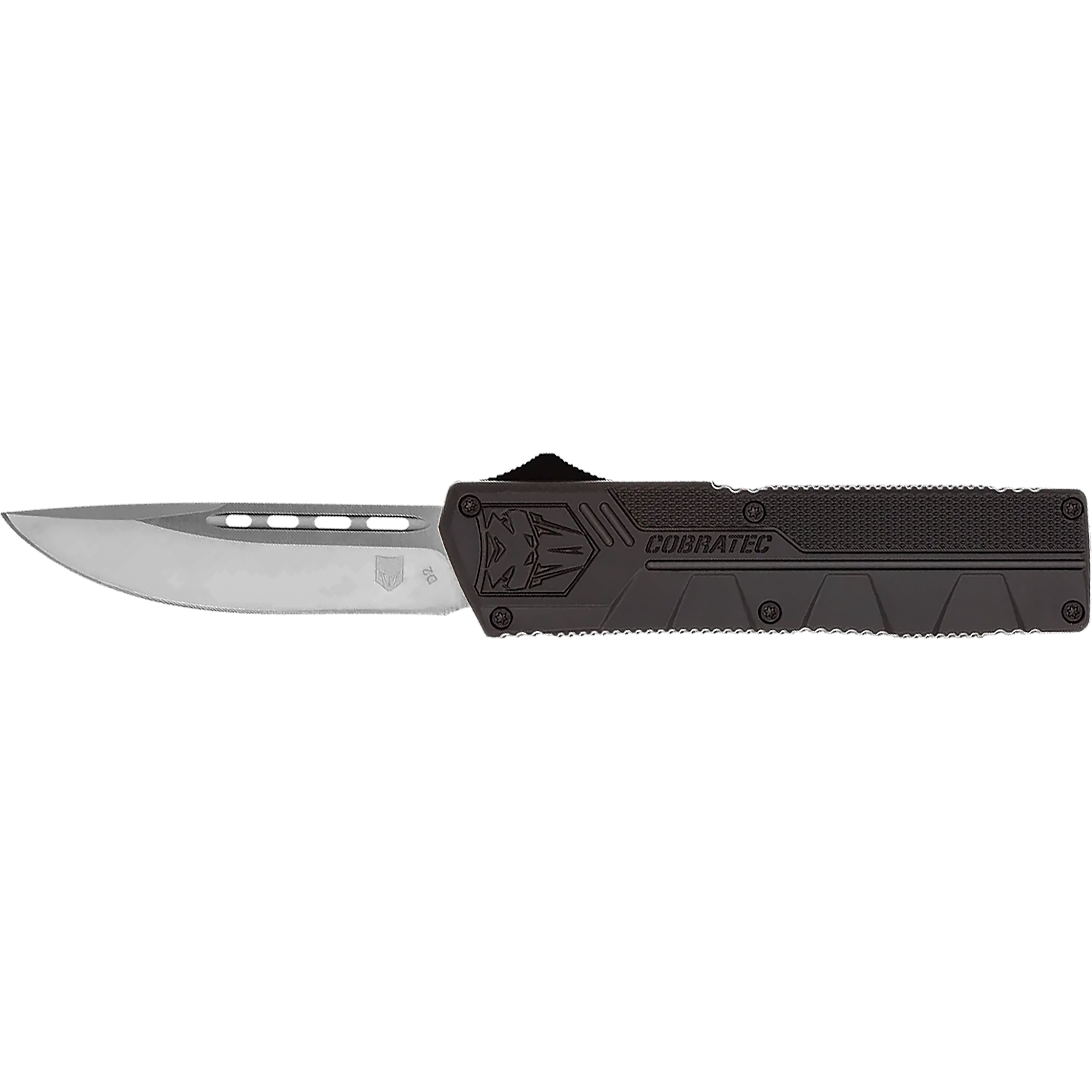 Cobratec Lightweight Otf Drop Point Knife Black Aluminum Handle