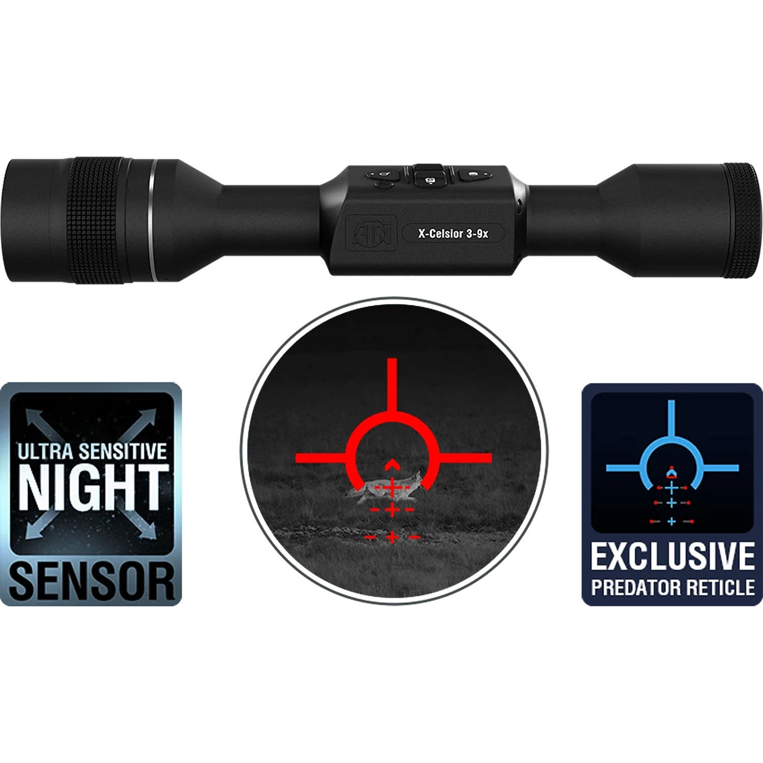 Atn X-celsior 3-9X Night Vision Riflescope Black 30MM
