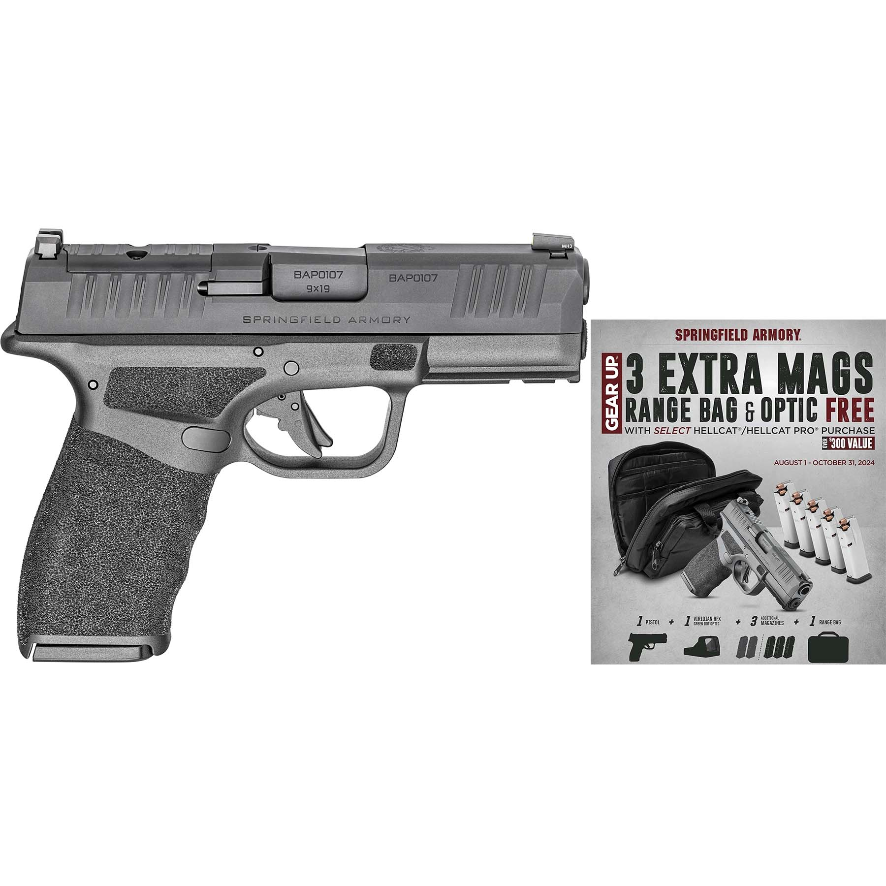 Springfield Hellcat Pro Osp 9MM 15+1 Black With 3 Mags