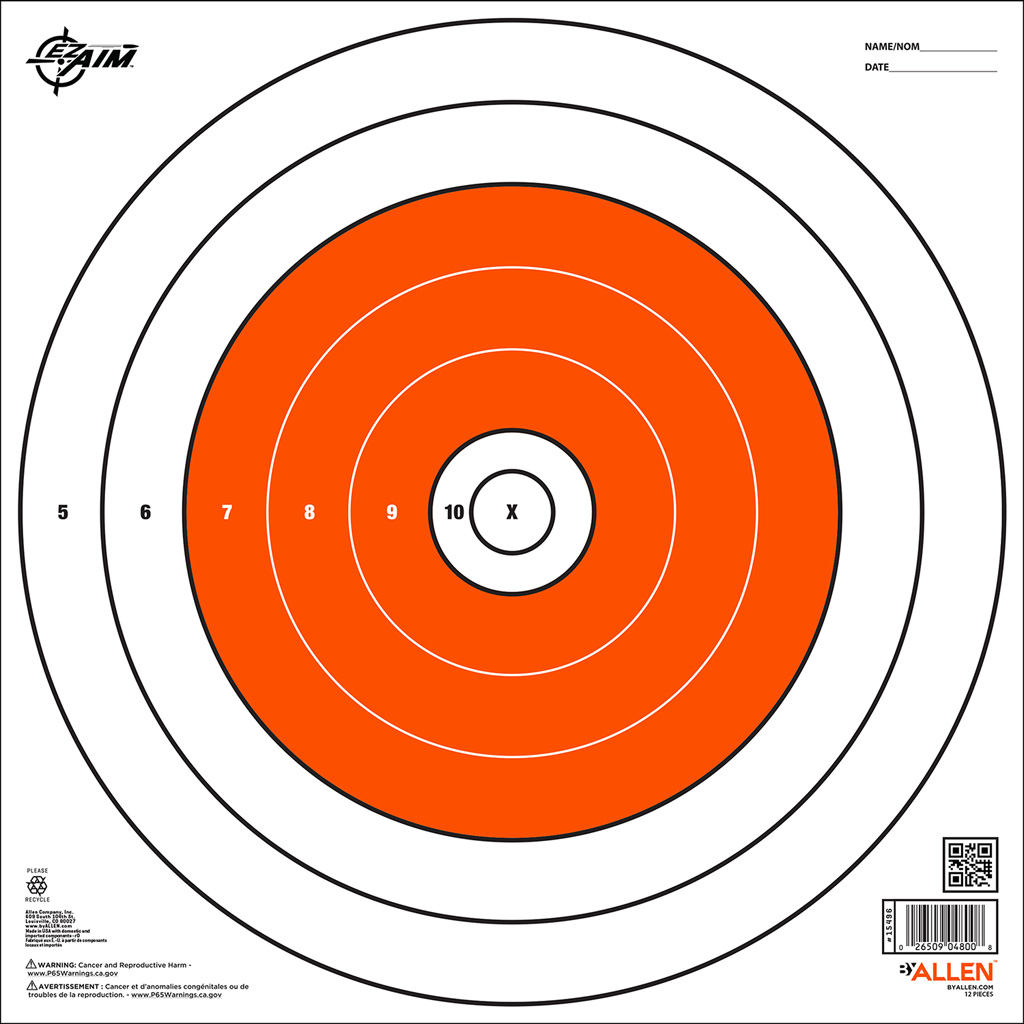 Allen Ez Aim Paper Bullseye Targets 12X12 - 12 Pack