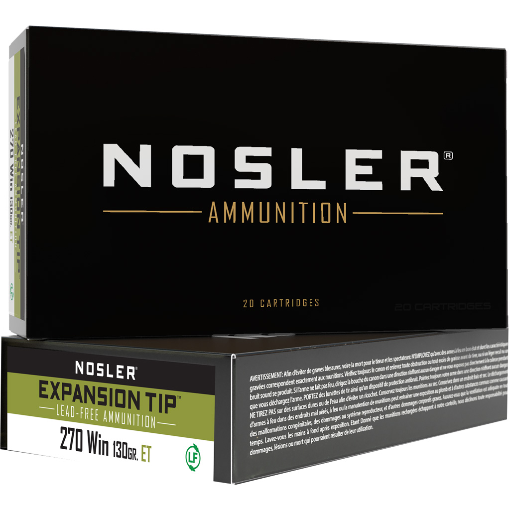 Nosler 270 Win. E-tip Rifle Ammunition 130 Gr. 20 Rd.