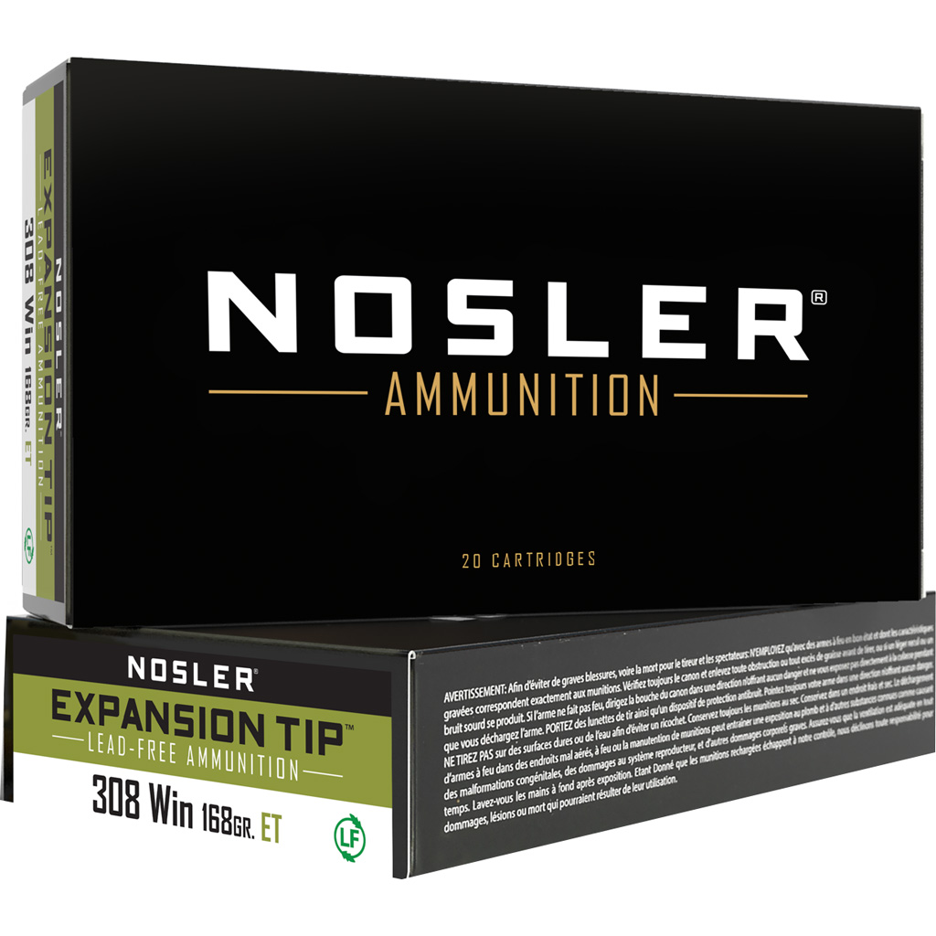 Nosler E-tip 308 Win 168 Gr Lead-free Ammunition 20 Rd