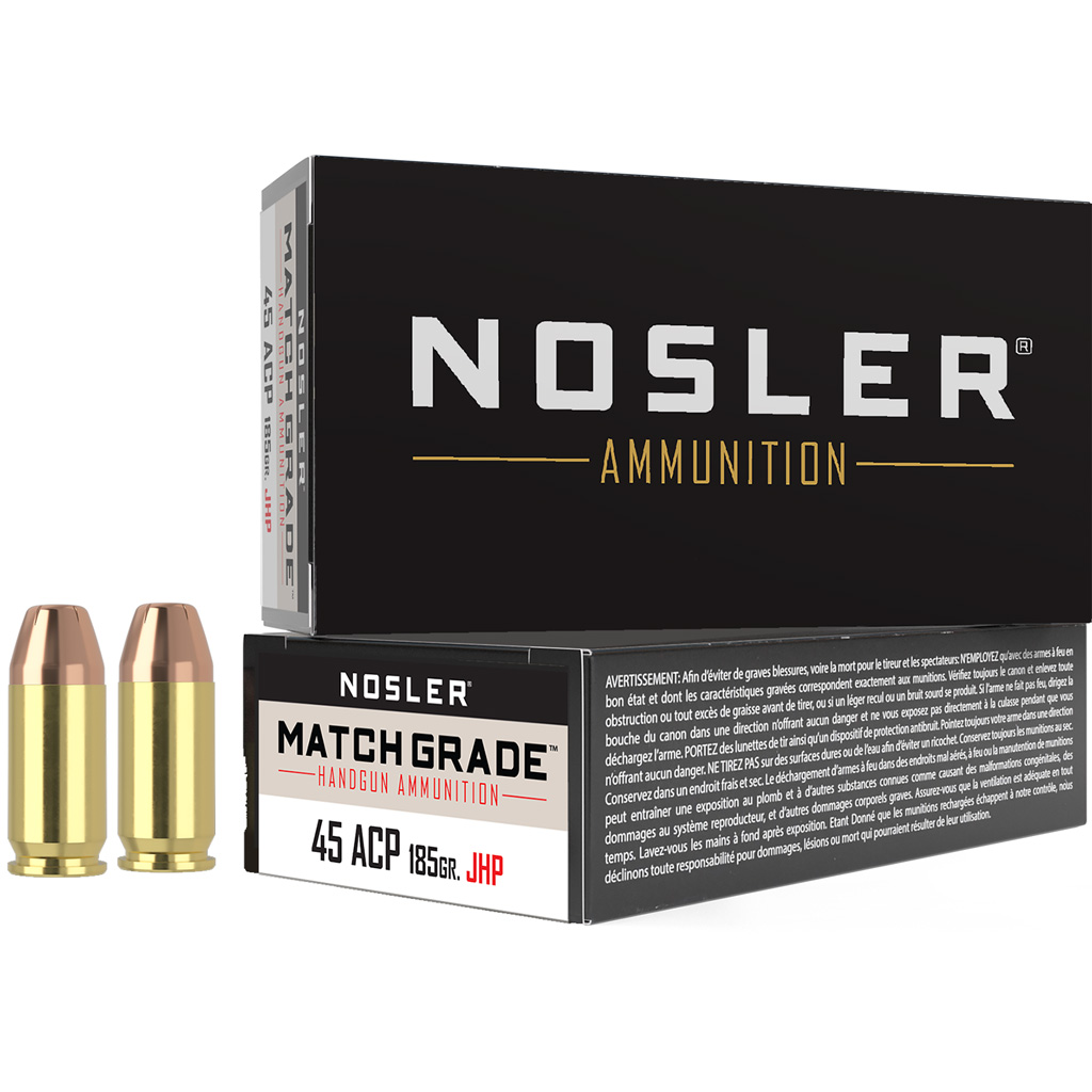 Nosler Match Grade 45 Acp 185 Gr Jhp 50 Rd