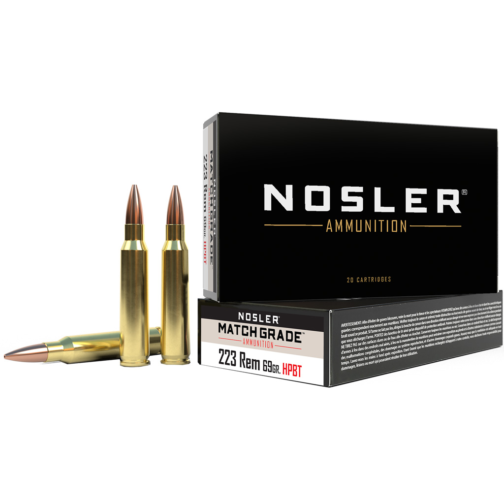 Nosler Match Grade 223 Rem 69 Gr Hollow Point Boat Tail 20 Rd.