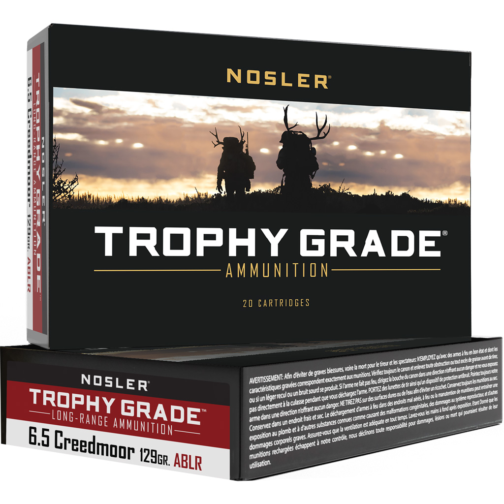 Nosler Trophy Grade Long Range Rifle Ammunition 6.5 Creedmoor 129 Gr 20 Rd