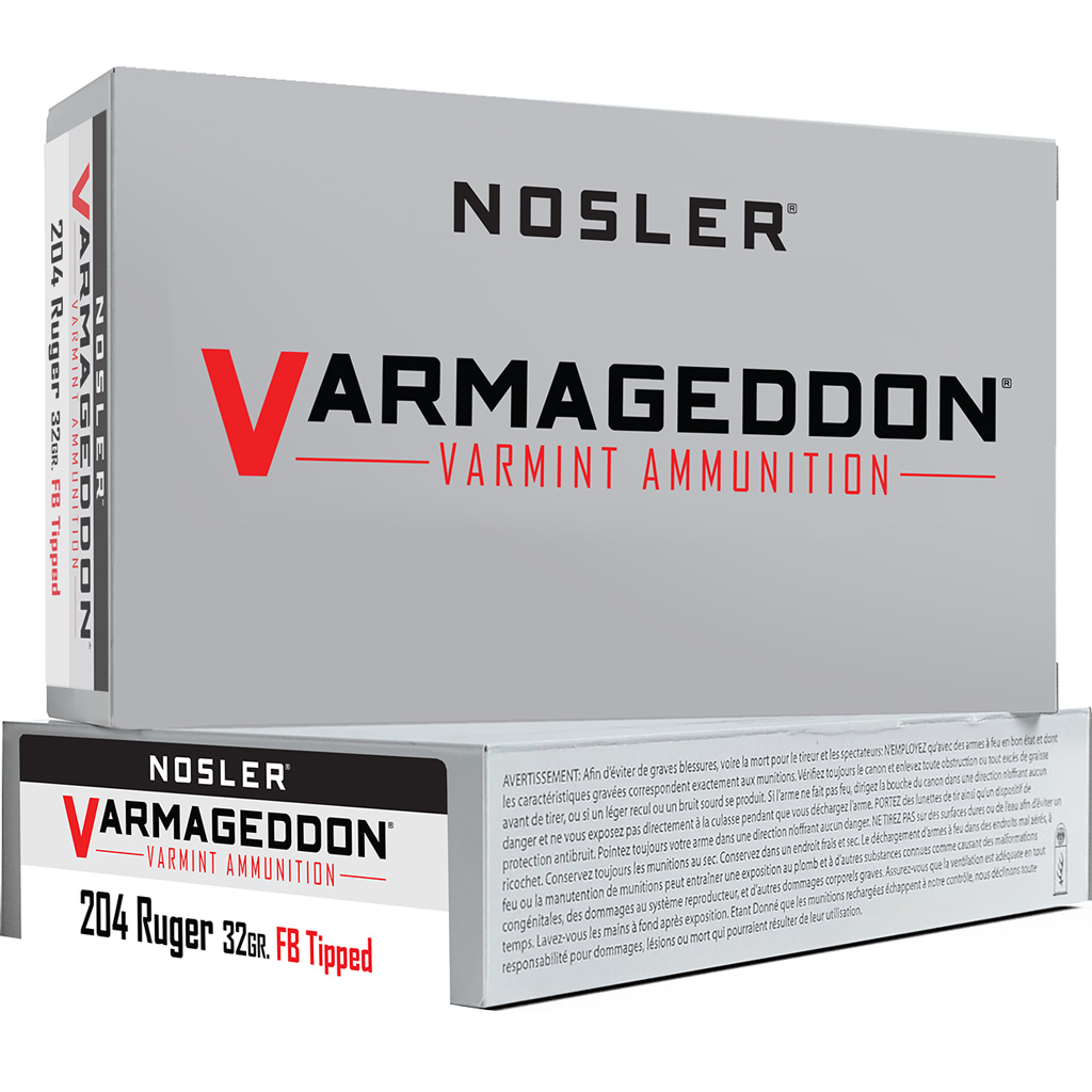 Nosler Varmageddon 204 Ruger 32 Gr Flat Base Tipped 20 Rd