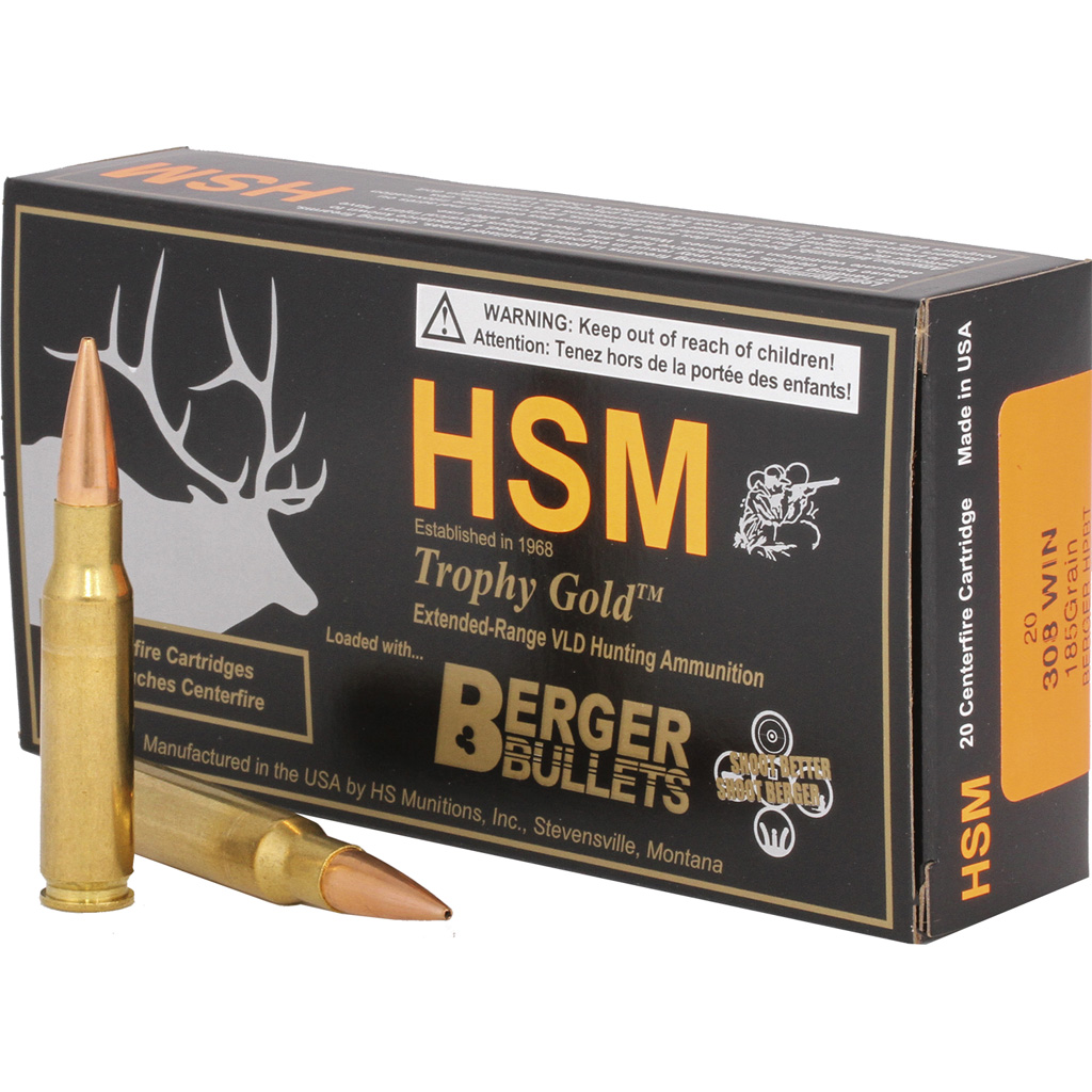 Hsm Trophy Gold 308 Win 185 Gr Vld Ammunition 20 Rd