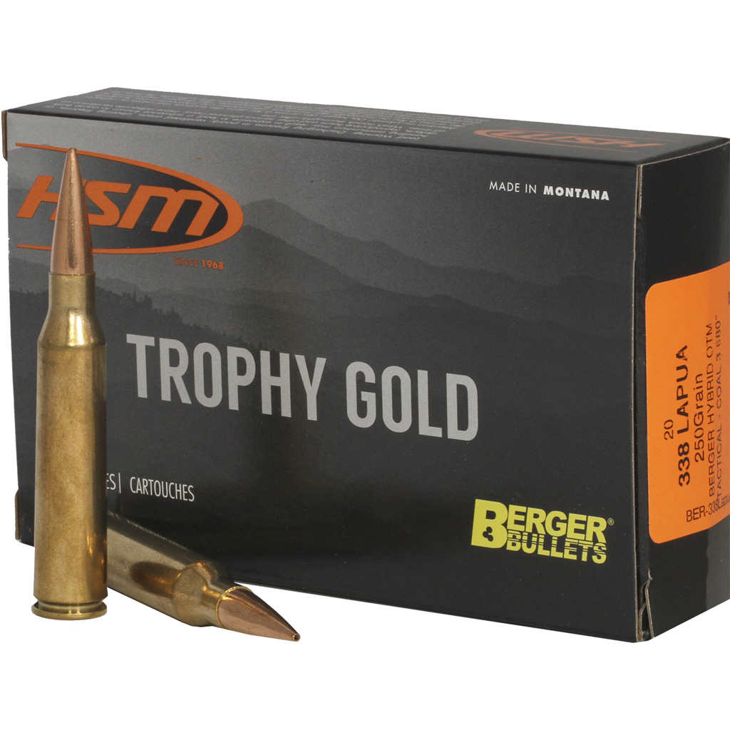 Hsm Trophy Gold 338 Lapua Mag 250GR Berger Otm 20RD