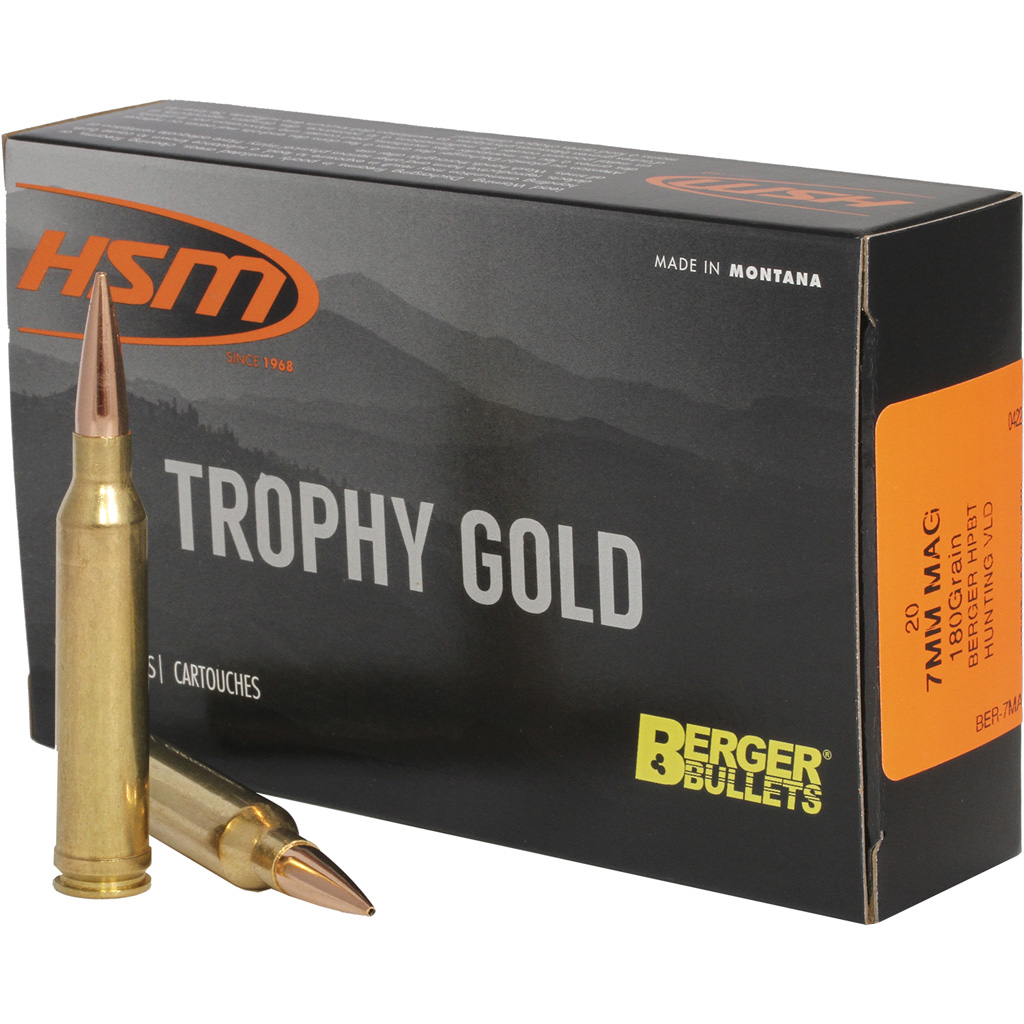 Hsm Trophy Gold 7MM Rem Mag 180 Gr Berger Vld 20 Rd.