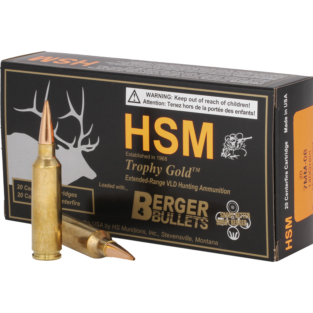Hsm Trophy Gold Rifle Ammunition 7MM-08 Rem 140 Gr 20 Rd