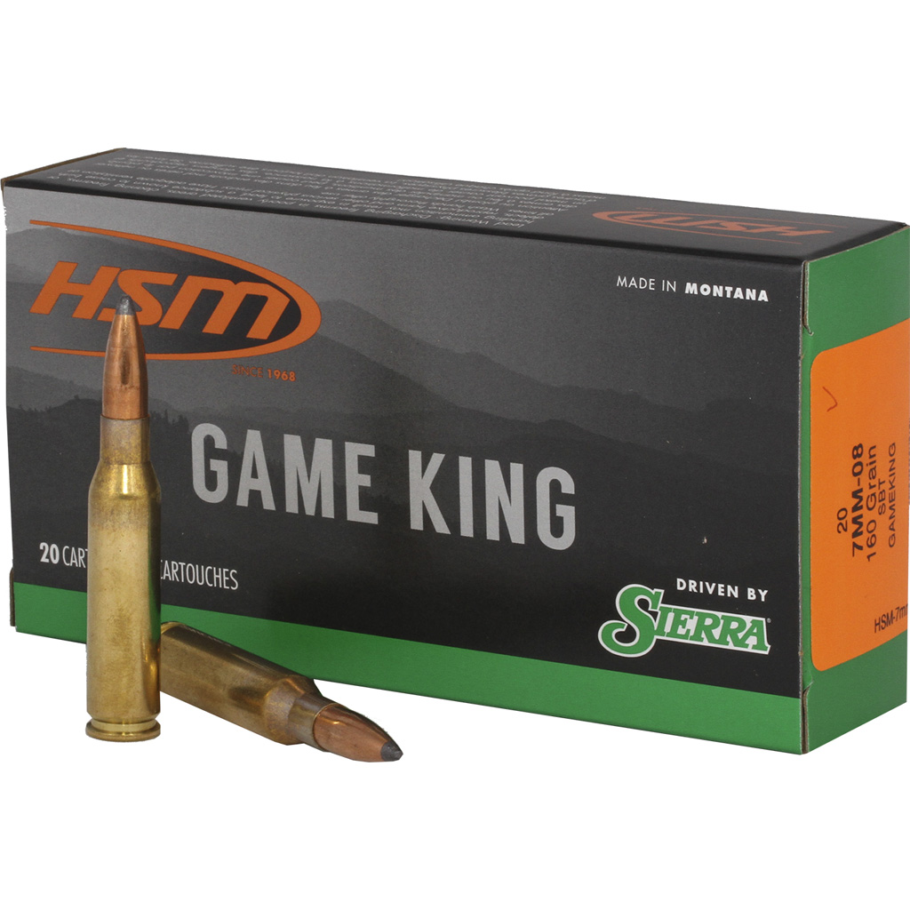 Hsm 7MM-08 Rem 160 Gr Sierra Gameking Spitzer Boat Tail 20 Rd.