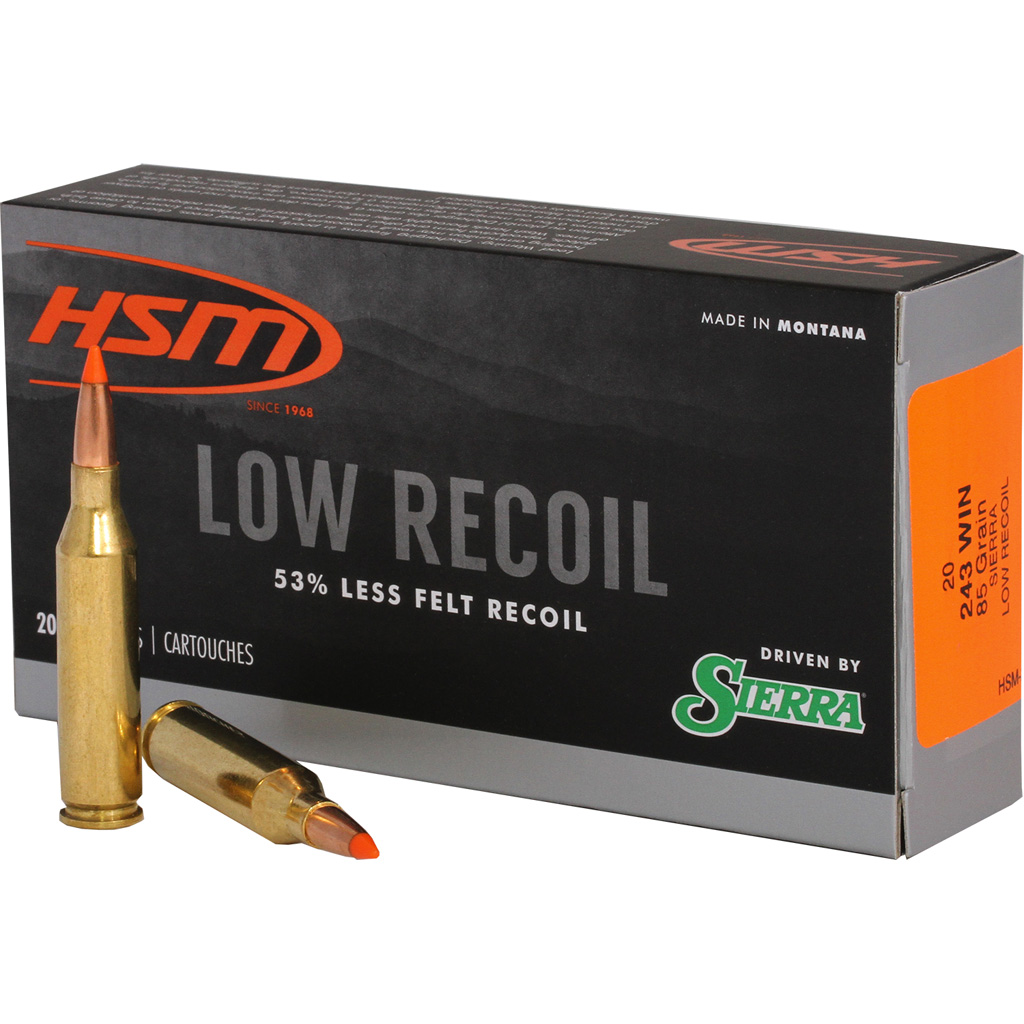 Hsm Low Recoil 243 Win 85 Gr Orange Polymer Tip 20 Rd