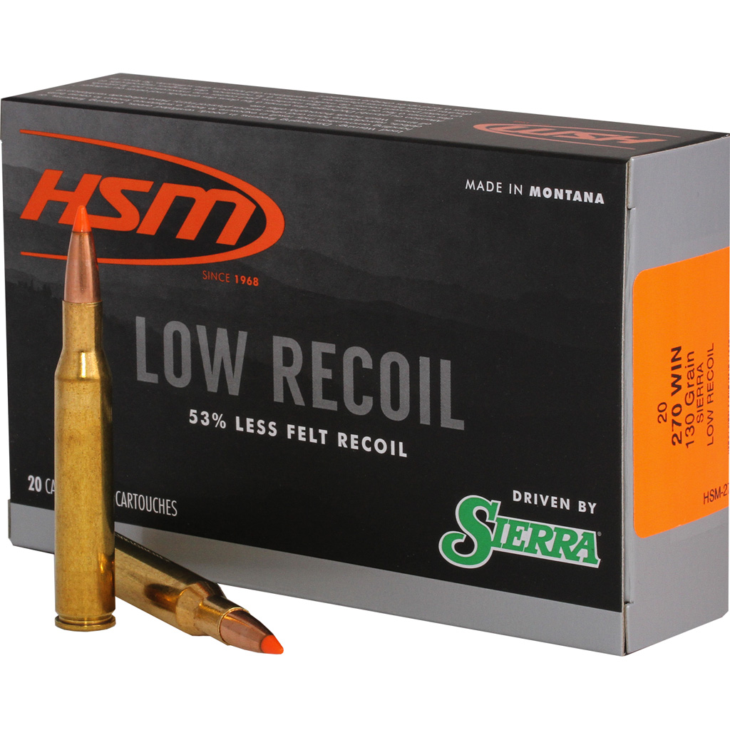 Hsm Low Recoil 270 Win 130 Gr Orange Polymer Tip 20 Rd.