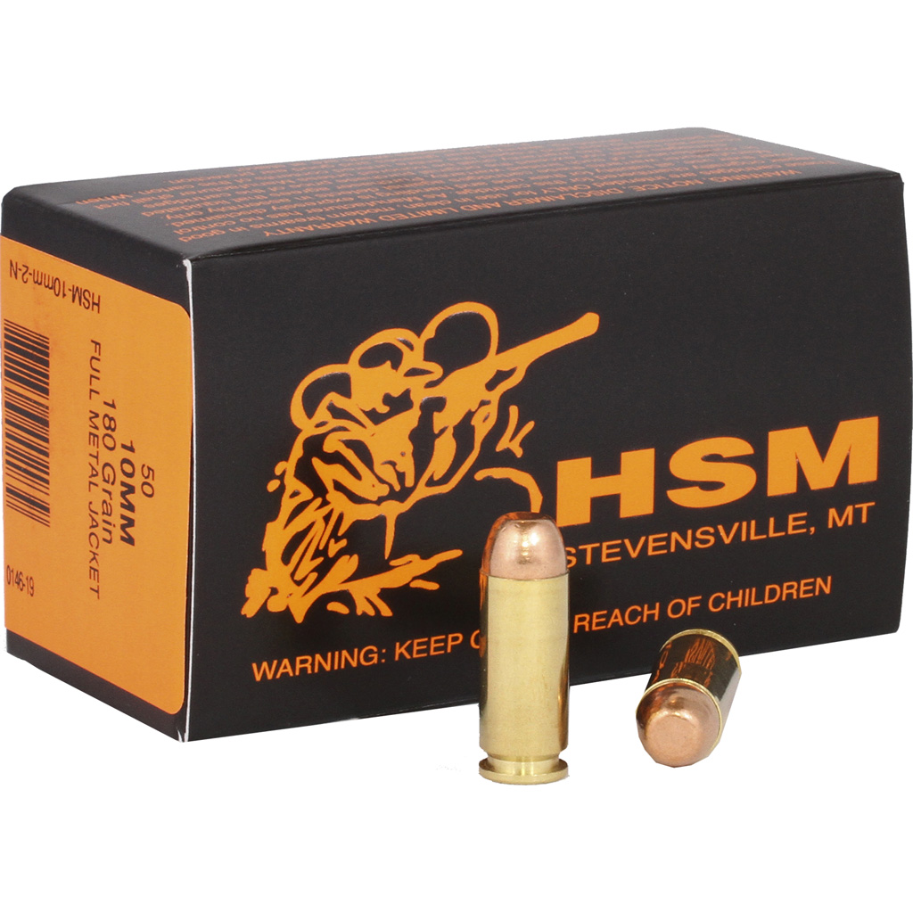 Hsm 10MM Auto 180 Gr Full Metal Jacket 50 Rd.