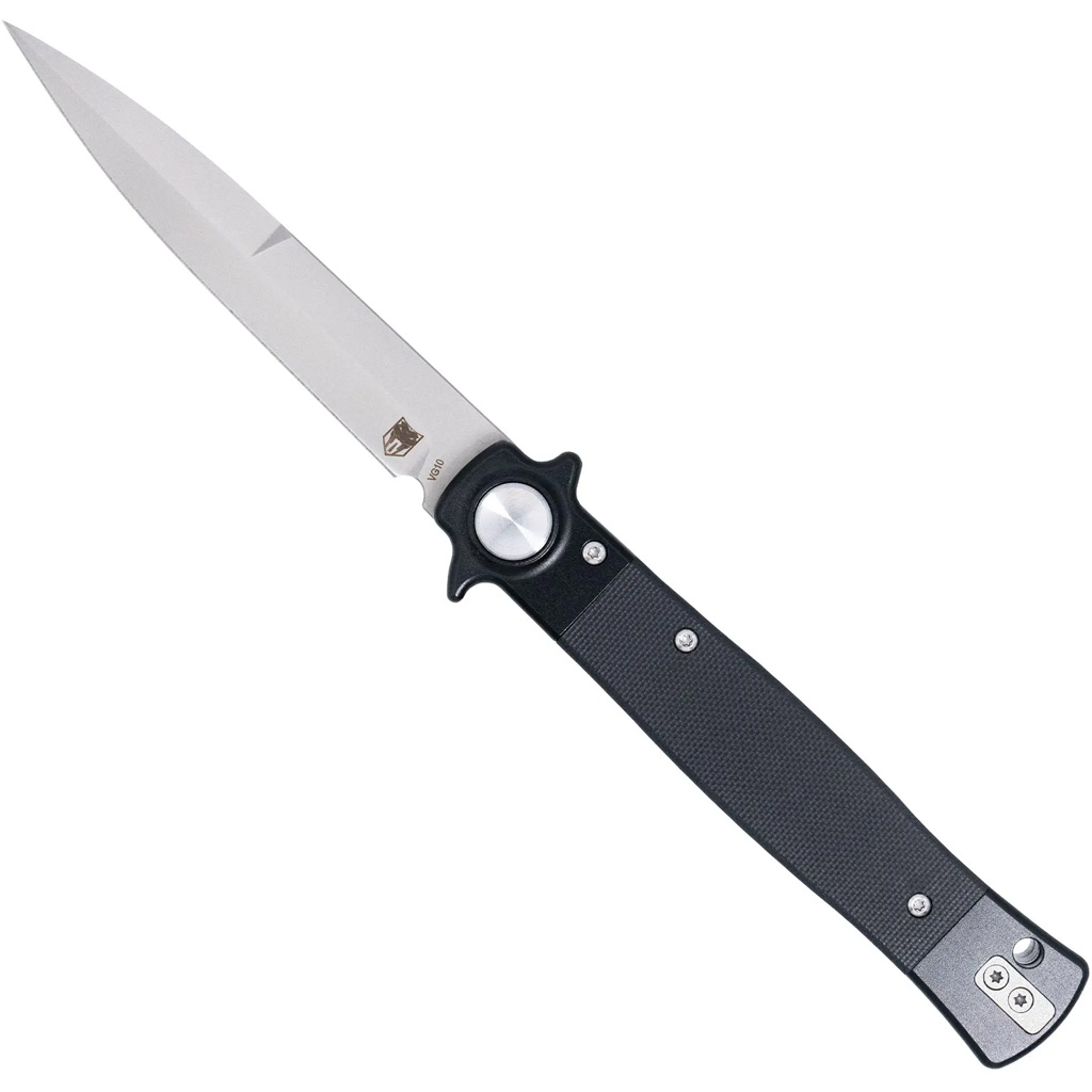 Cobratec Stiletto Button Lock Knife Black G10 Folding Blade