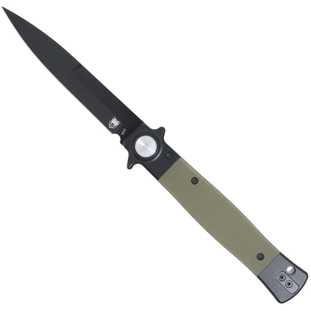Cobratec Stiletto Button Lock Folding Knife Od Green/black