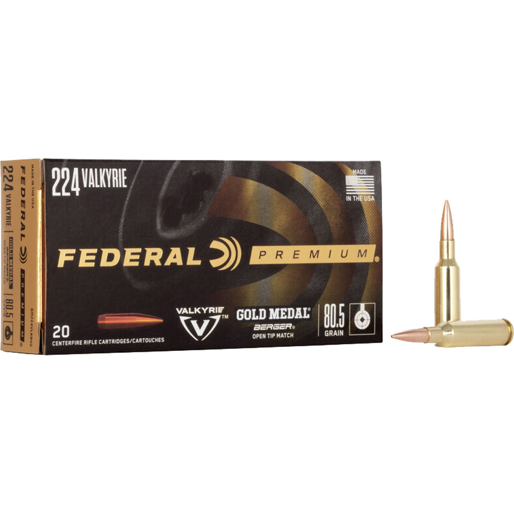 Federal Gold Medal 224 Valkyrie 80.5 Gr. Berger 20 Rd.