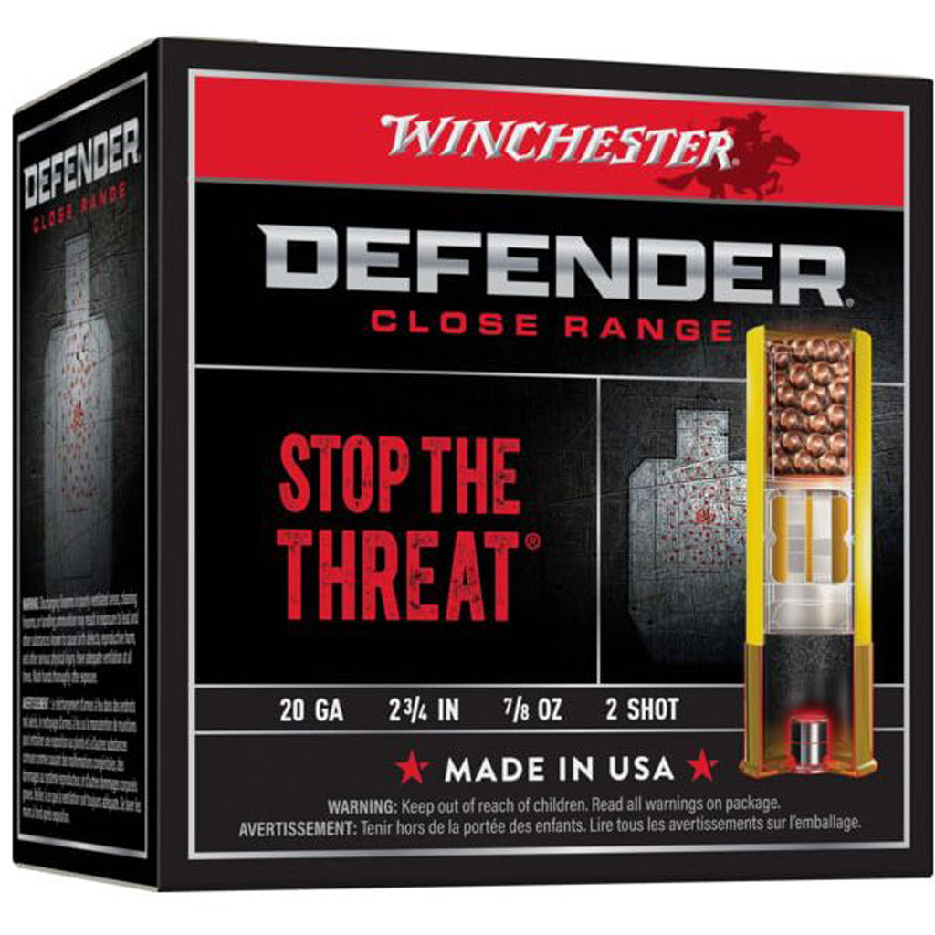 Winchester Defender Load 20 Ga 2-3/4 7/8 Oz 2 Shot 25 Rounds