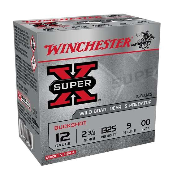 Winchester Super X 12 Ga 2.75 00 Buckshot 25 Rd
