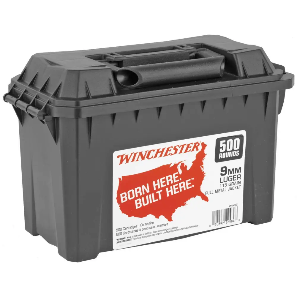 Winchester 9MM Luger 115GR Fmj 500 Rounds Ammo Can