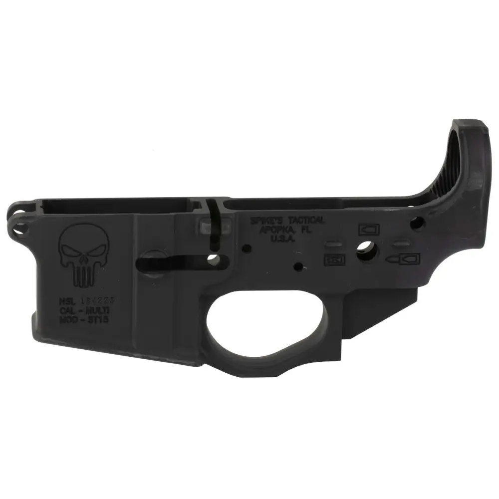 Spikes Tactical Stripped Lower Receiver Multi Cal Punisher Logo