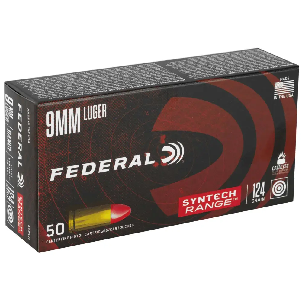 Federal 9MM Luger 124GR Syntech Range Ammo 50RD