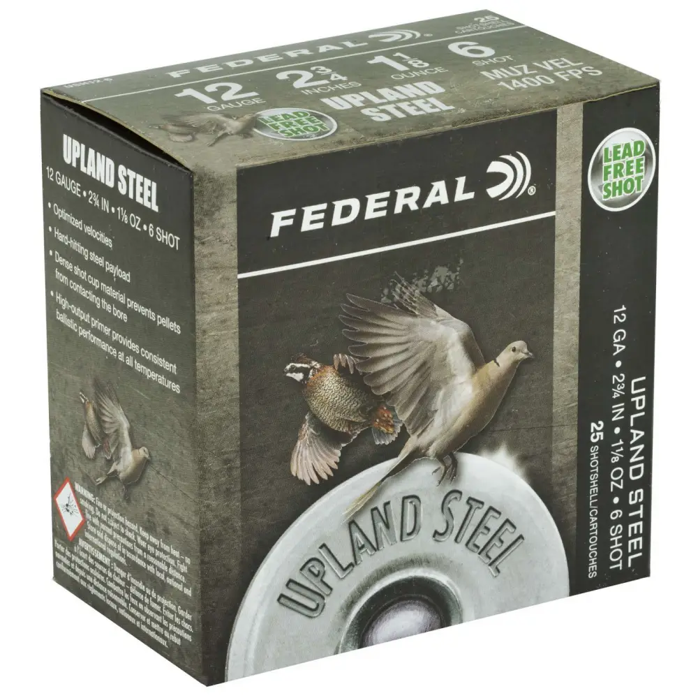 Federal Upland Steel 12GA 2.75 1-1/8 Oz 6 Shot 25RD