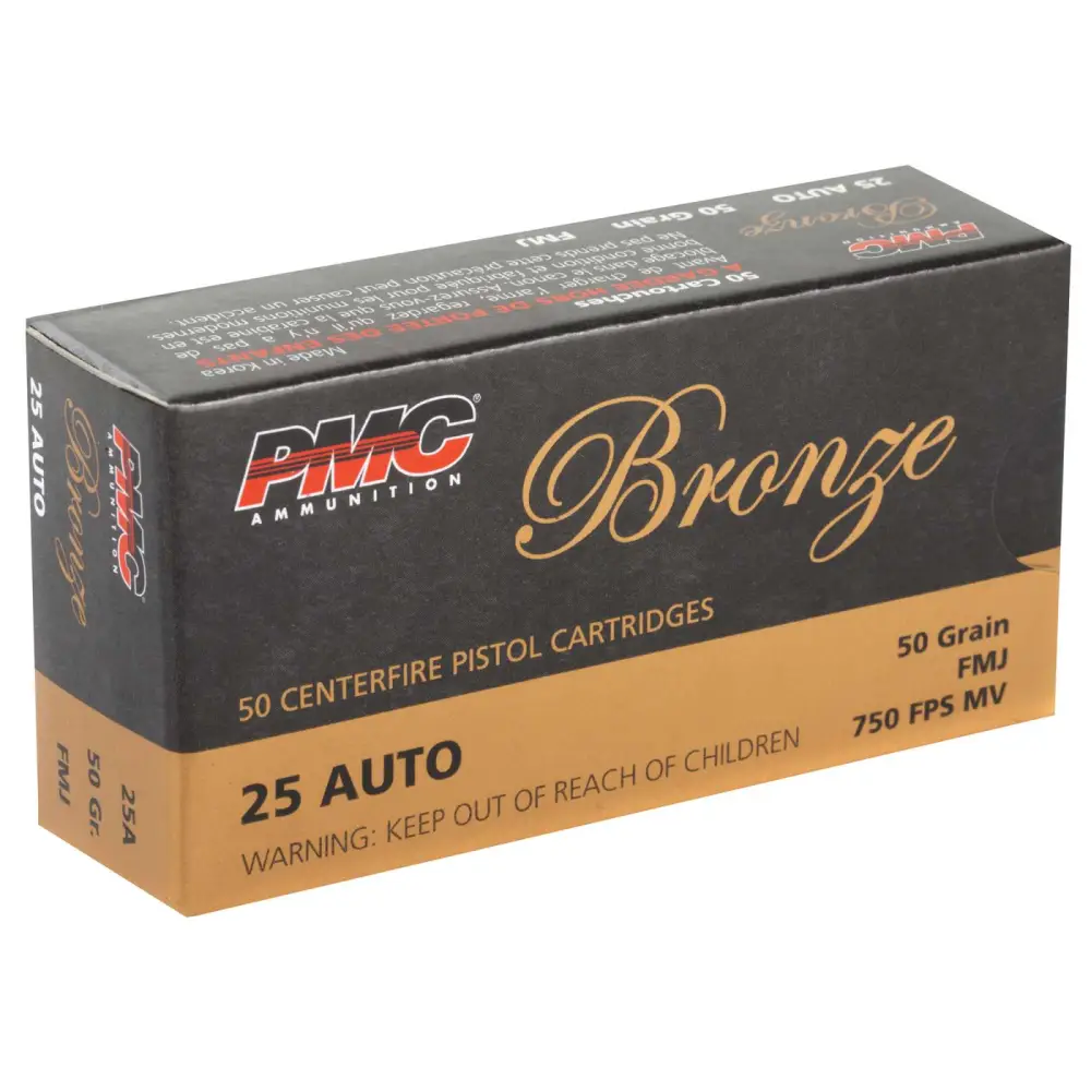 Pmc Bronze 25 Acp 50 Gr Fmj 50 Round Box