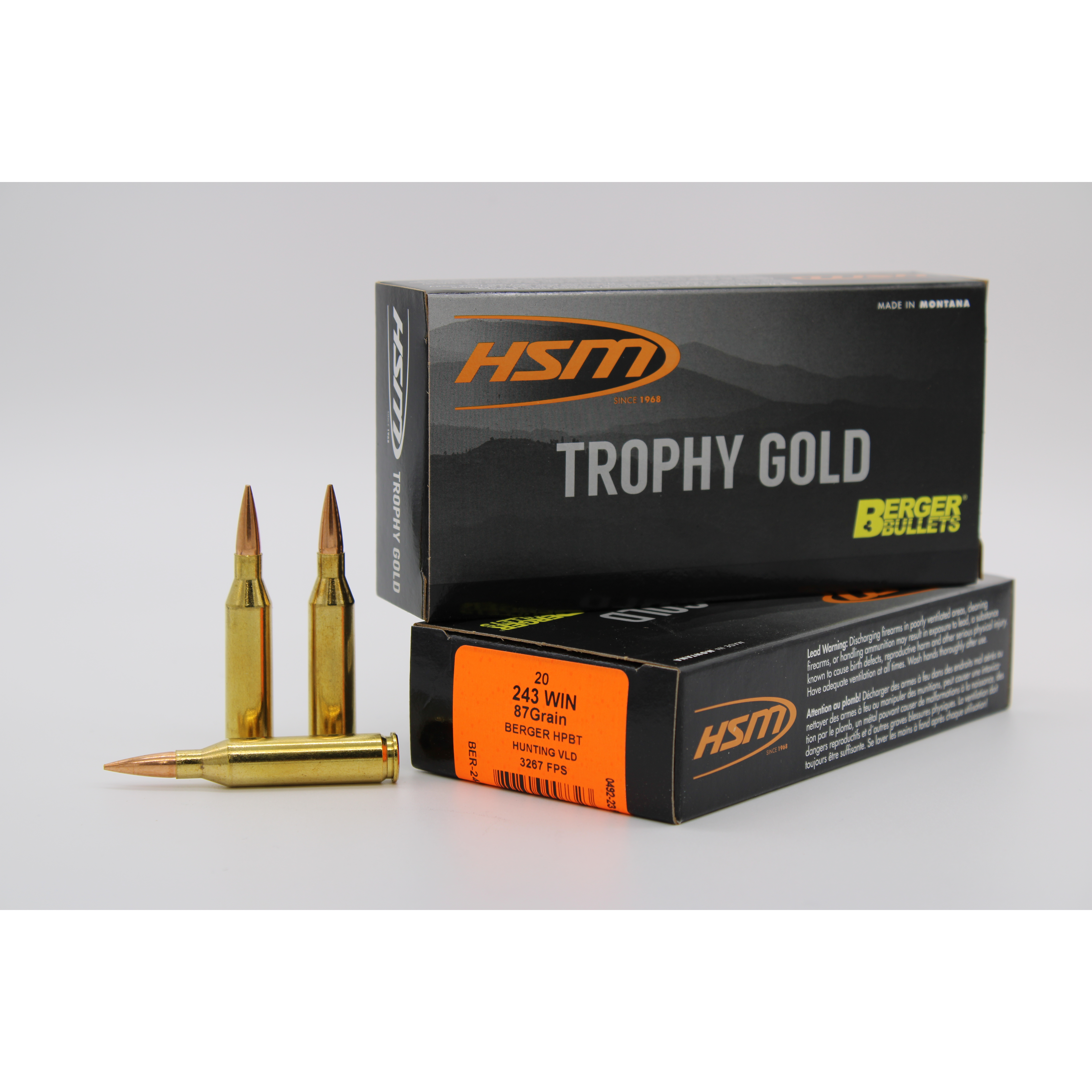 Hsm Ammunition 243 Win 87GR Berger Hnt Vld 20RD Box