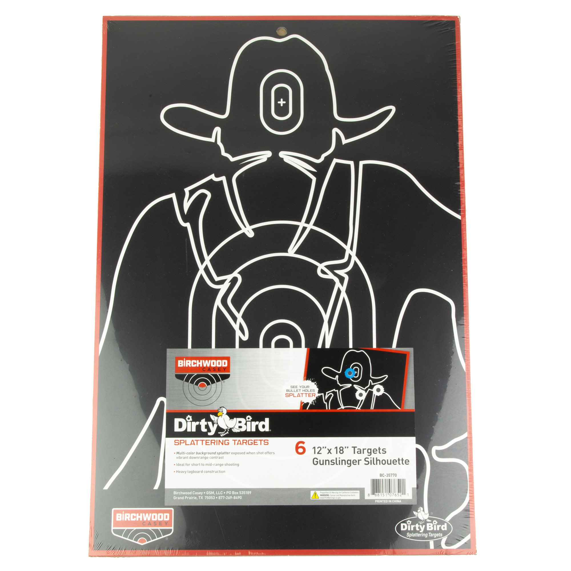 Birchwood Casey Dirty Bird 12X18 Gunslinger Silhouette 6PK