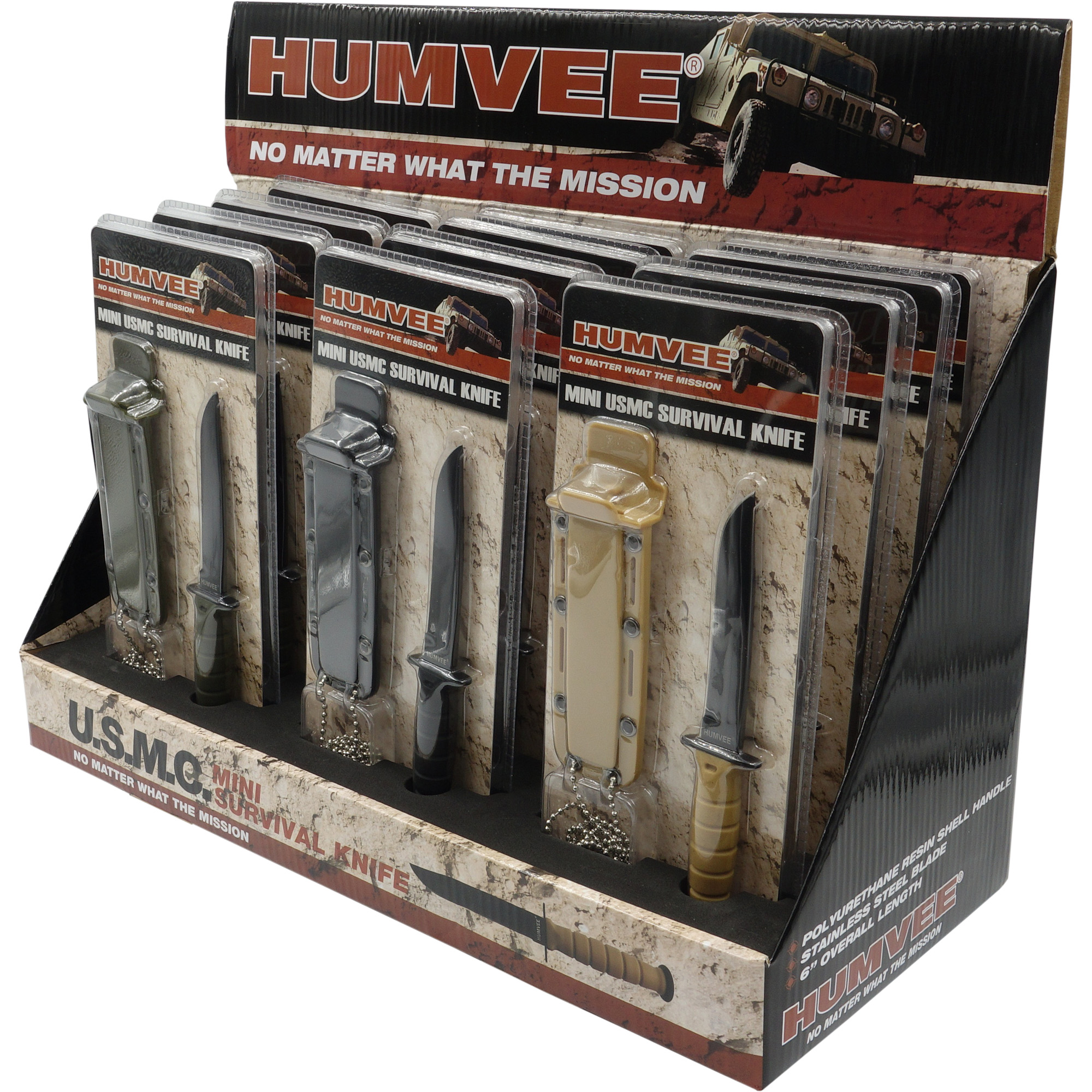 Cbg Humvee Neck Knife Display 12PC Multi Color